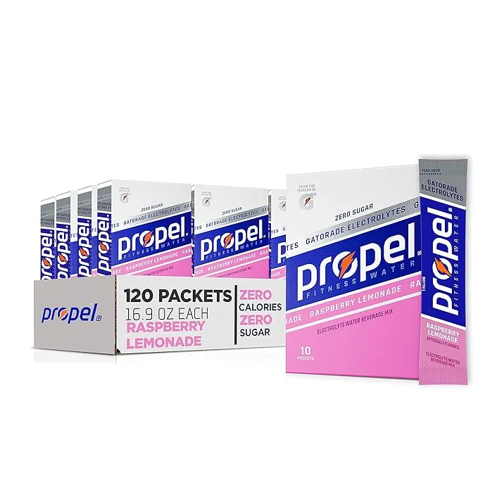 Propel Powder Packets, Black Cherry with Electrolytes, Vitamins and No Sugar (Packaging May Vary), 10 Count (Pack of 12)