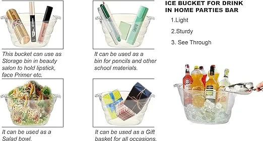 Newinhome Ice Bucket for Cocktail Bar Champagne Bucket 12 Liter Ice Bucket for Parties Ice Wine Large Beverage Tub Wine Chiller Wine Bucket Cubetas Pa