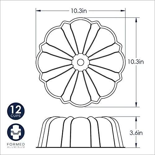 NordicWare 12-Cup Formed Bundt Pan, Red