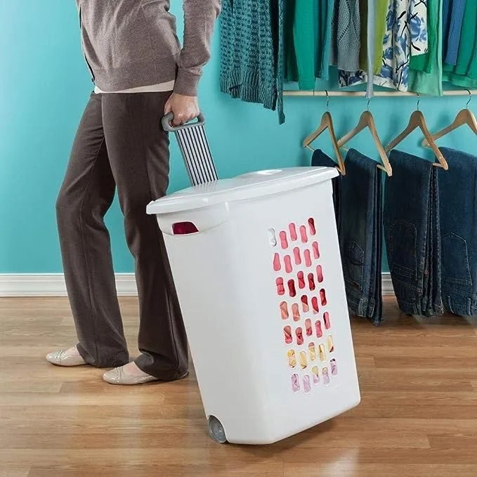 Sterilite Ultra Wheeled Laundry Hamper, White