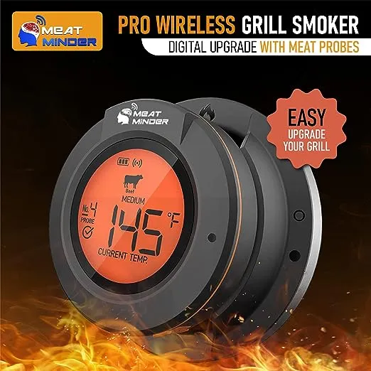 Pro Wireless Grill Smoker Smart Thermometer Upgrade with Food Probes 195ft Ra...