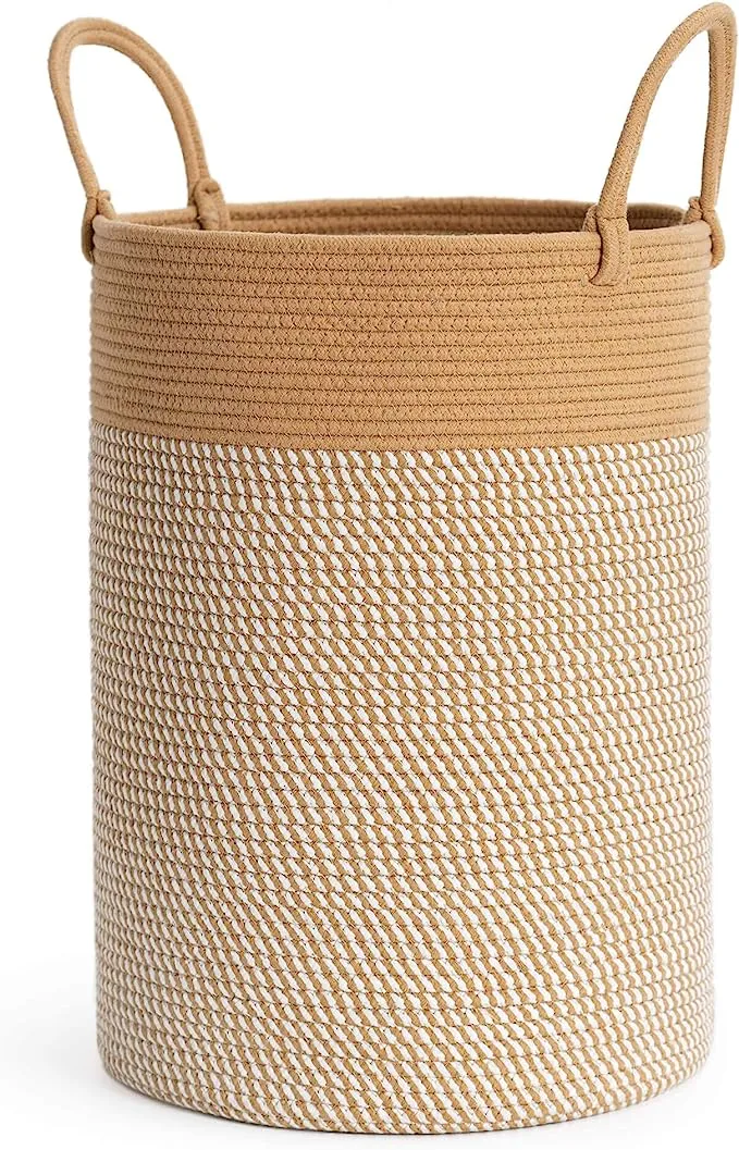 INDRESSME Large Laundry Hamper, 60L Clothes Laundry Basket, Nursery Laundry Basket, Rope Laundry Basket for Blankets, Hampers for Bedroom, 19.7 x 13.8 inches