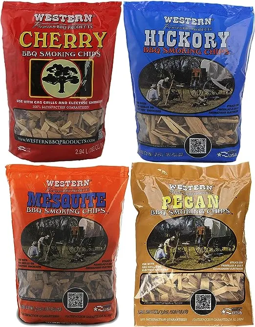 Cowboy BBQ Best Wood Chips Smoker 3 Pack Variety Cherry Hickory Apple Smoking