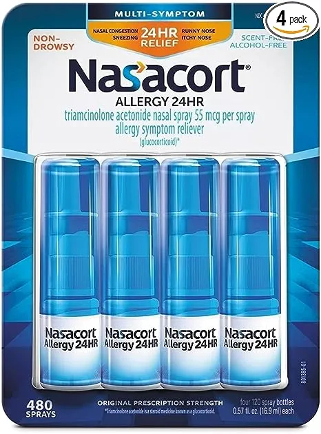 Nasacort Allergy 24 Hour, 0.57 Fluid Ounce, ApMpGI 4 Pack (120 Sprays/pack)