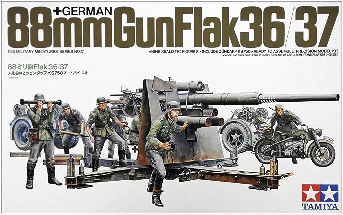 Tamiya 1/35 German 88mm Gun FlaK 36/37 #35017  *Sealed*