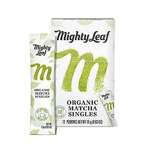 Mighty Leaf Tea, Organic Matcha Green Tea Powder - 100% Unsweetened Japanese Matcha, 12 Single Serve Packets