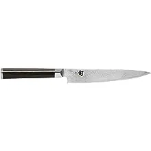 Shun Cutlery Classic Utility Knife 6", Narrow, Straight-Bladed Kitchen Knife Perfect for Precise Cuts, Ideal for Preparing Sandwiches or Trimming Small Vegetables, Handcrafted Japanese Knife