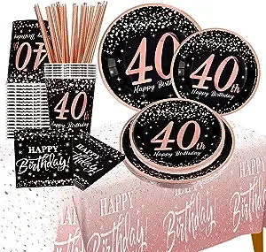 40th birthday decorations for women - (Total 121pcs) rose gold Birthday suppl...