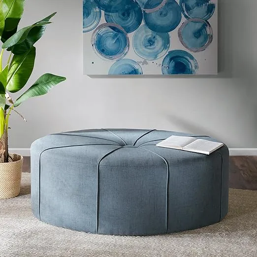 Mitchell Oval Ottoman Blue