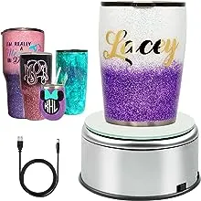 ORMENT LED LIGHTING Display Turner for Epoxy Glitter Tumblers, 360 Degree Rotating Display Stand Turntable Automatic Revolving Platform Perfect for Displaying Glitter Cups