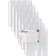 Recipe Card Page Protectors, 100 Count, 4 x 6 inch Pockets, 2 Pockets Per Page, by Better Kitchen Products, Recipe Book Pocket Page Refill Sheets, 8.5 x 6.9 Inches, 3-Hole Punched-100 Pack