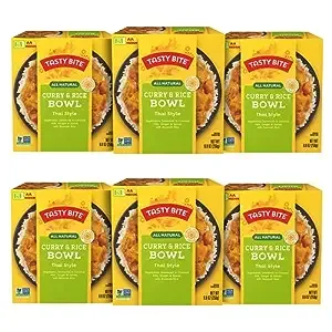 Tasty Bite Thai Style Curry & Rice Bowl, 8.8 Ounce, Pack of 6, Ready to Eat Microwaveable, Vegetarian, Gluten Free