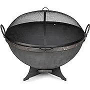 Titan Great Outdoors Hemisphere Fire Pit with Screen and Poker 32" Cast Iron