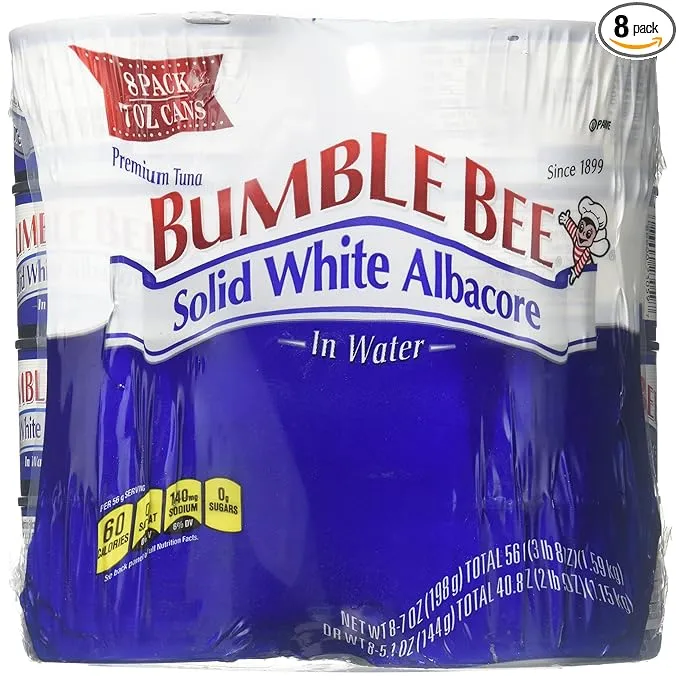 Bumble Bee Tuna, in Water, Solid White Albacore - 8 pack, 5 oz cans