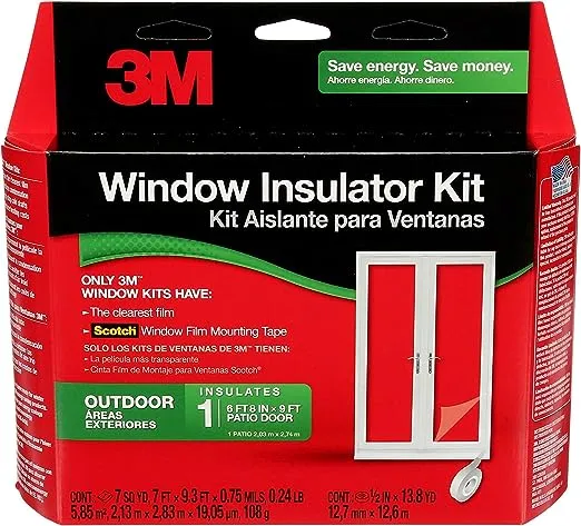 3M Outdoor Patio Door Window Insulator Kit, Fits One 6'8" x 9' Door