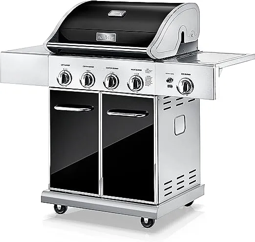 5-Burner Propane Tank Grill in Chrome with Side Burner