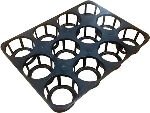 12 Cell Round Nursery Pots Tray, Plant Pot Shuttle Carry Holder and Trays for 4 inch Round Plastic Nursery Pots Flowerpot Carrier Transporting (16.75" 12.43", 2.1" Deep, 5-Pack)