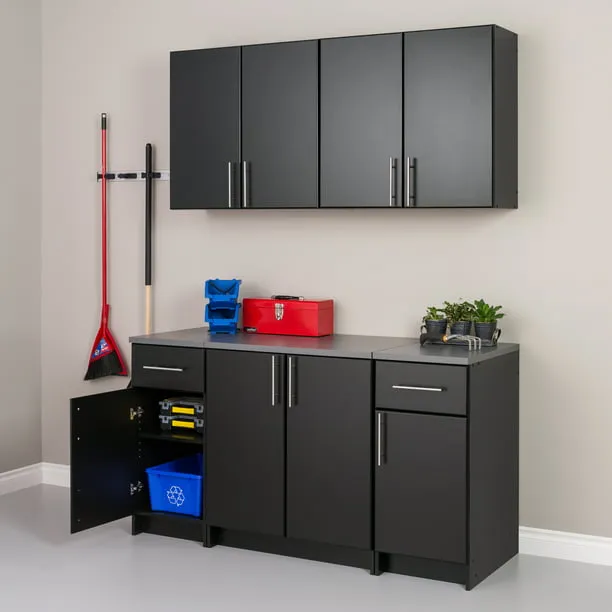 Composite Wall Mounted Garage Cabinet in Black (32 in. W x 30 in. H x 12 in. D)