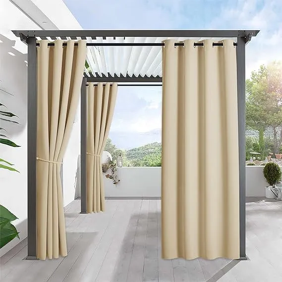 RYB HOME Outdoor Curtains for Patio Waterproof Blackout Gazebo Porch Pavilion