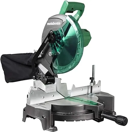 Metabo HPT 10-Inch Compound Miter Saw | 0-52 Degrees Miter Cutting Range (Left/Right) | 0-45 Degrees Bevel Cutting Range (Left) | C10FCGS