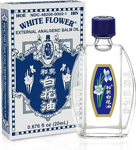 White Flower External Analgesic Balm Oil 20ml/ 0.676fl Oz., Authentic US import (1 bottle)