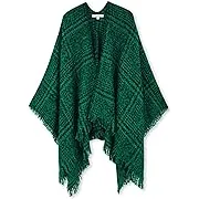 Moss Rose Women&#039;s Travel Plaid Shawl Wrap Open Front Poncho Cape for Fall Winter