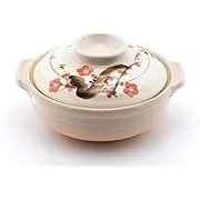 Japanese Sakura Donabe Ceramic Hot Pot Casserole 72 oz Earthenware Clay Pot ...