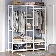 Tribesigns Double Rod Free Standing Closet Organizer, Heavy Duty Clothe Closet ...