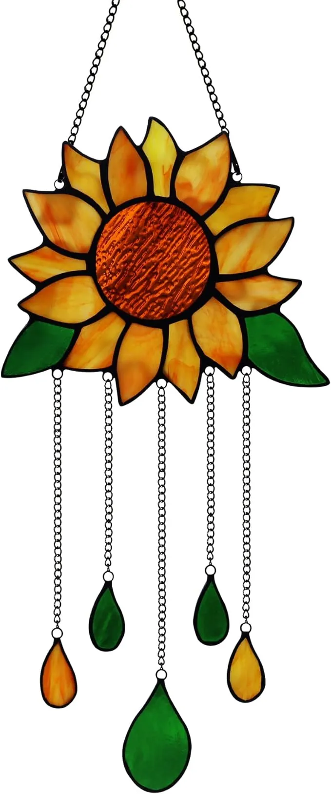 HAOSUM Sunflower Stained Glass Window Hanging,Sunflower Birthday Party Decorations,Outdoor Suncatcher for Patio,Kitchen and Garden Decor,Sunflower Gift for Mom,Women and Grandma