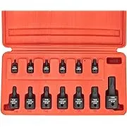 NEIKO 10282B 13 Piece Security Torx Socket Bit Set, 6 Point Heavy Duty Tamperproof Impact Grade Star Bit Set Torx, Safety Torx Bit Set, Tamper Proof Torx Bit Set, Torx Tool Set, Torx Socket Set