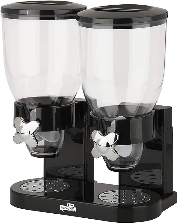 Honey-Can-Do Double Cereal Dispenser with Dual Portion Control, Black-Chrome