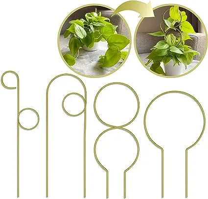 Small Metal Trellis for Indoor Plants Metal Plant Stake for Climbing House Plants Plant Support for Potted Plants Orchids, Monstera, Pothos, Ivy, Hoya, Philodendron Set of 4 (Brushed Gold)