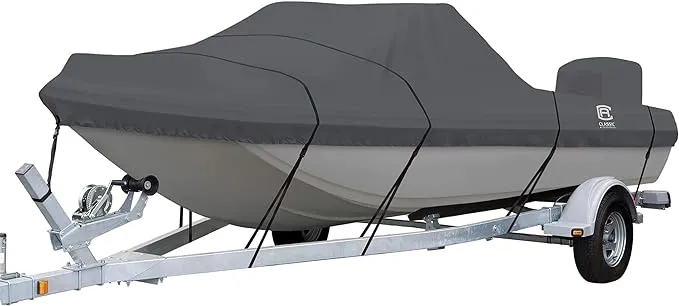 Classic Accessories StormPro Heavy-Duty Tri-Hull Outboard Boat Cover, Fits boats 16 ft 6 in - 17 ft 6 in long x 87 in wide