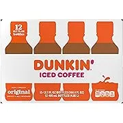 Dunkin' Original, Iced Bottled Coffee Drink, 13.7 fl oz, 12 Bottles