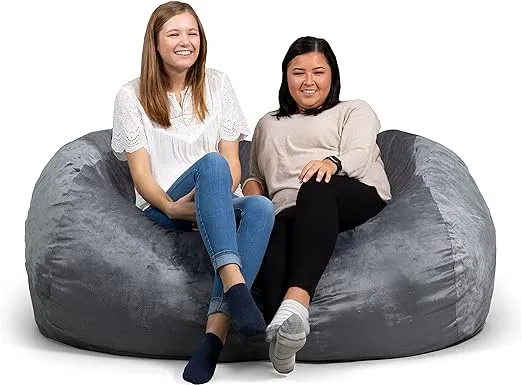 Big Joe Fuf XXL Foam Filled Bean Bag Chair with Removable Cover, Fog Lenox, Durable Woven Polyester, 6 feet Giant