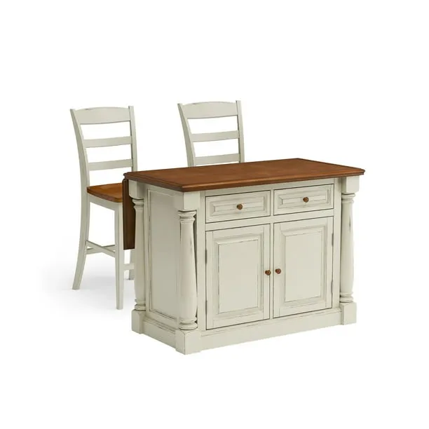 Monarch White Kitchen Island With Seating