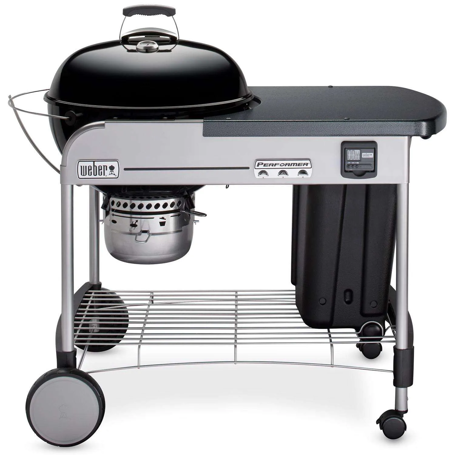 22 in. Performer Premium Charcoal Grill in Black with Built-In Thermometer and Digital Timer