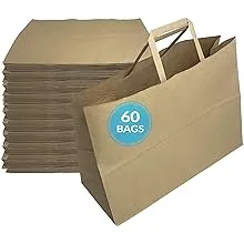 Reli. Paper Shopping Bags | 60 Pcs | Large 16"x6"x12" | Brown Paper Bags with Handles | Heavy Duty, 68 lbs Basis | Kraft Bags With Wide Base | Take Out/To Go, Retail, Shopping, Restaurant