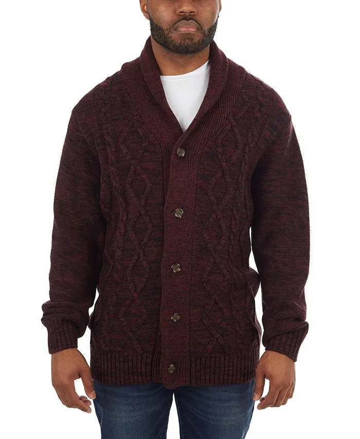 X-Ray Jeans Mens Cardigan Sweater Burgundy Cableknit M NWT