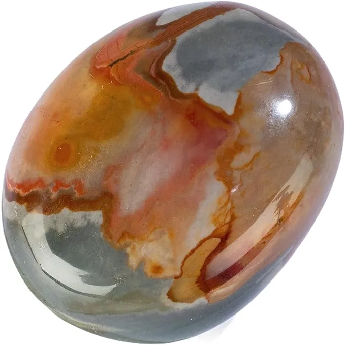 KALIFANO Desert Jasper Palm Stone with Healing & Calming Effects - AAA+ High Energy Polychrome Jaspe Reiki Worry Crystal Used for Soothing Anxiety and Stability (Family Owned and Operated)