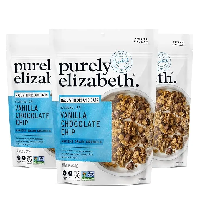 Purely Elizabeth, Berry Crisp, Ancient Grain Granola with Vitamin D, Gluten-Free (3 Ct, 8oz Bags)