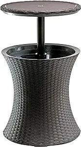 Keter Cool Bar 7.5 Gal. Resin Rattan Drink Cooler Patio Table