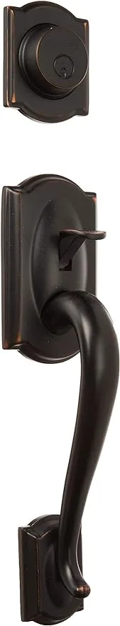 Schlage F93CAM716ACCLH Camelot Inactive Handleset with Accent Left-handed Lever, Aged Bronze