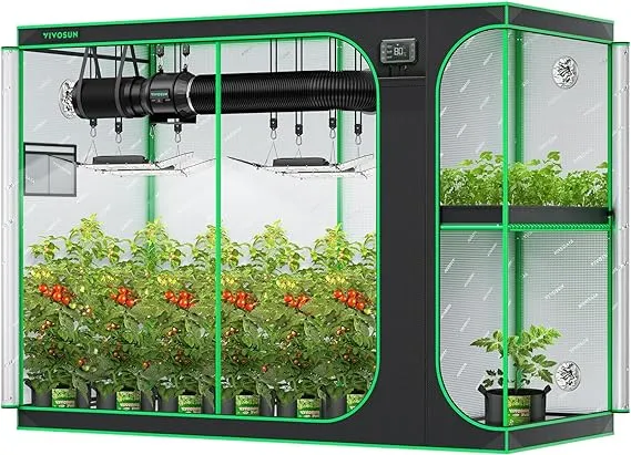 VIVOSUN D948 2-in-1 9x4 Grow Tent, 108"x48"x80" High Reflective Mylar with Multi-Chamber and Floor Tray for Hydroponic Indoor Plant