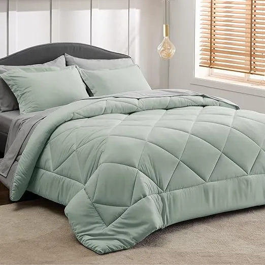  Bed in a Bag 7-Pieces Comforter Sets with Comforter and Sheets Queen Dark Grey