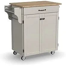 Homestyles Cuisine Kitchen Cart, Off White, Wood TopHomestyles Cuisine Kitchen Cart, Off White, Wood Top