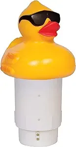 GAME 4002 Derby Duck, 3 Inch Chlorine, Five Tablet Capacity Above-or Inground Pool Use, Adjustable Dispensing Rate