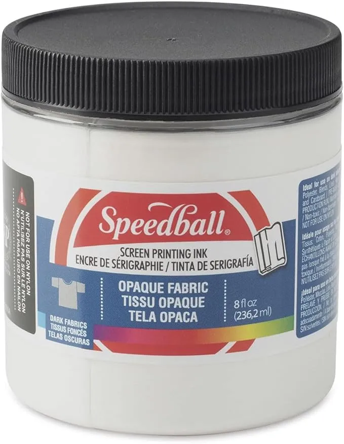 Speedball Opaque Iridescent Fabric Screen Printing Ink, 8-Ounce, Pearly White