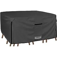 ULTCOVER 600D Tough Canvas Durable Square Patio Table and Chairs Cover - Waterproof Outdoor General Purpose Furniture Covers 94 inch Black