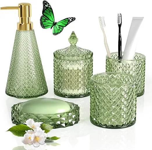 Sage Green 5 Pcs Bathroom Accessories Set